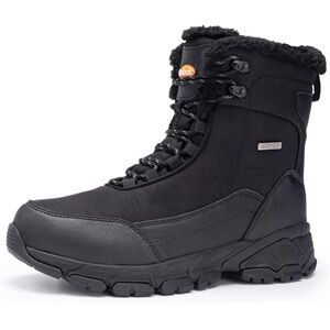 SHULOOK Men's Snow Boots Waterproof Warm Fur Lined Winter Hiking Boot Non-slip